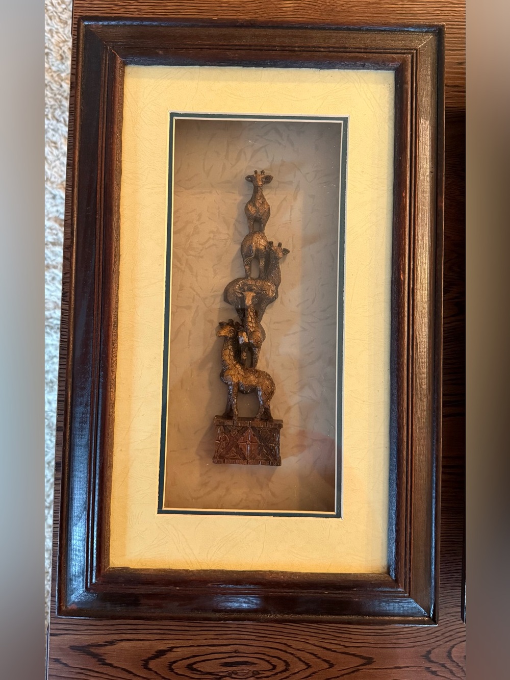 Vintage African Safari Shadow Box-(Giraffes, Zebras, Elephants) - Picture 9 of 12